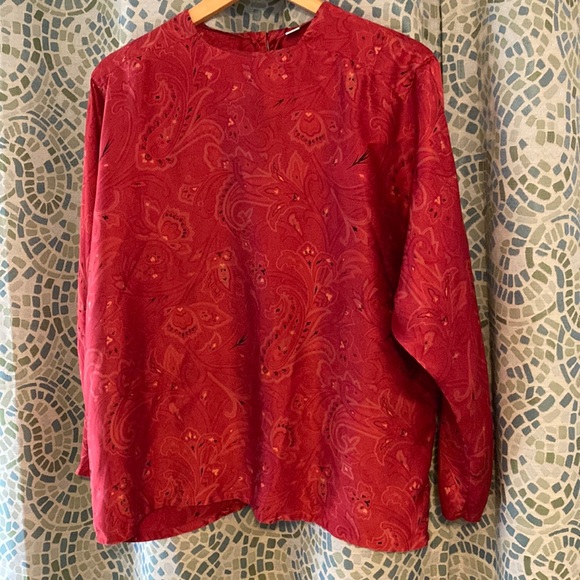 Red Silk Blouse 14 - Picture 1 of 4